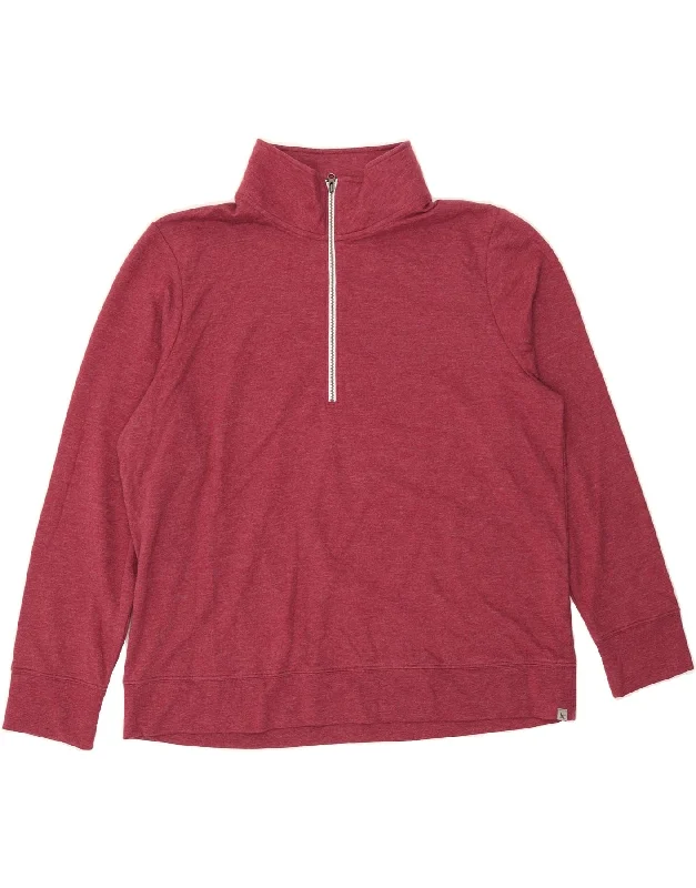 EDDIE BAUER Womens Zip Neck Sweatshirt Jumper UK 18 XL Burgundy Cotton Hoodie with High Neck Warm Protective EDDIE BAUER Womens Zip Neck Sweatshirt Jumper UK 18 XL Burgundy Cotton Hoodie with High Neck Warm Protective