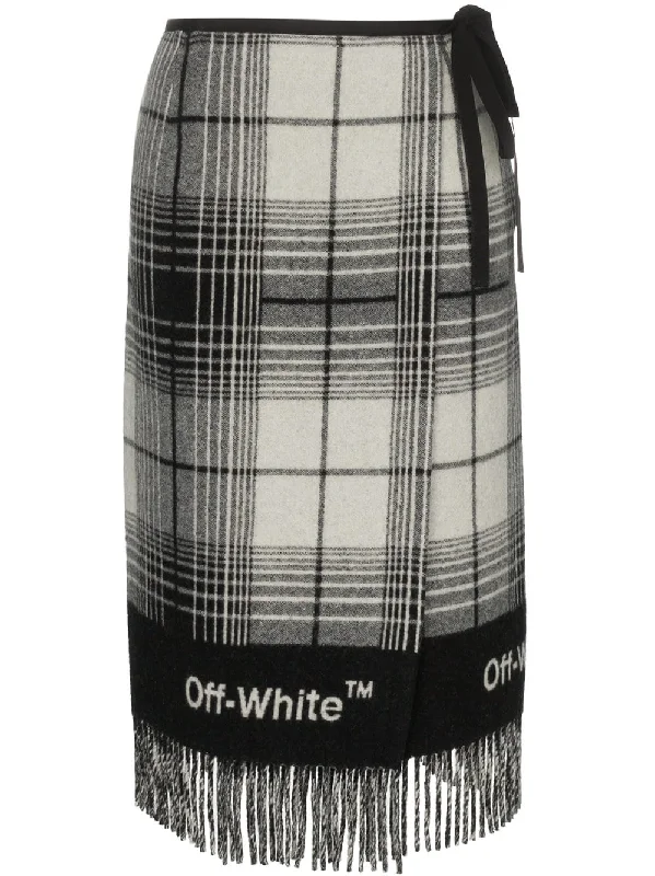 check blanket skirt high slit skirt