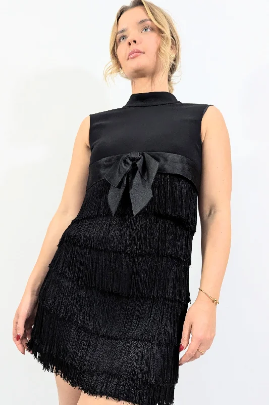 1950s Vintage Fringe Party Dress by Adele Simpson Tunics Cozy soft