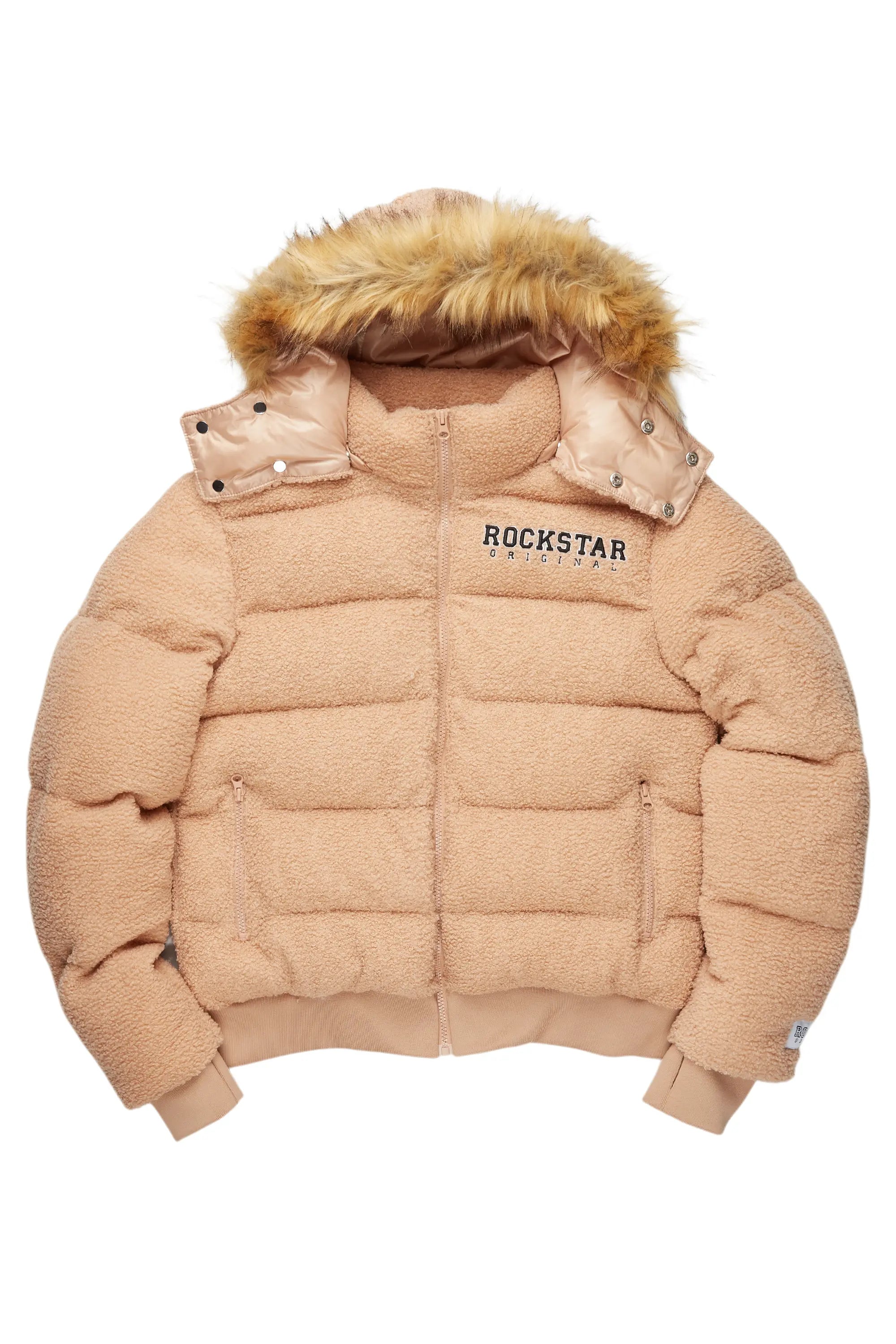 Kesia 2.0 Tan Sherpa Puffer Jacket Embroidered Jacket Appliqued Jacket Beaded Jacket Kesia 2.0 Tan Sherpa Puffer Jacket Embroidered Jacket Appliqued Jacket Beaded Jacket