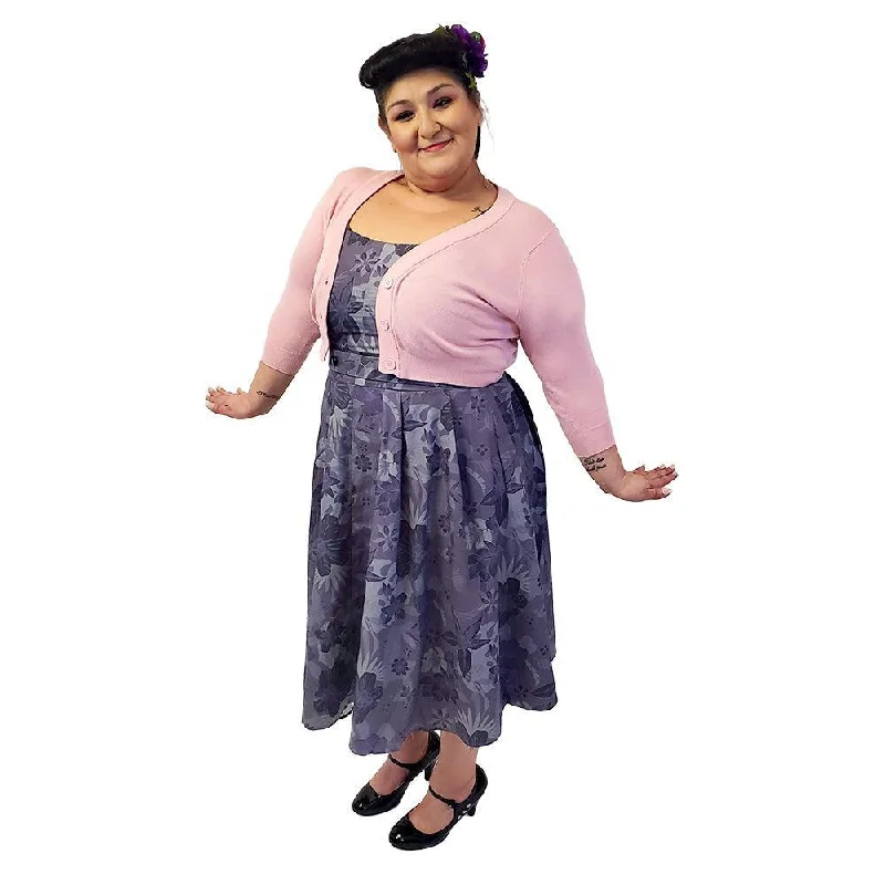 Rhonda Rockabilly Buttons Dress in Purple Hibiscus Tunics Distressed trendy