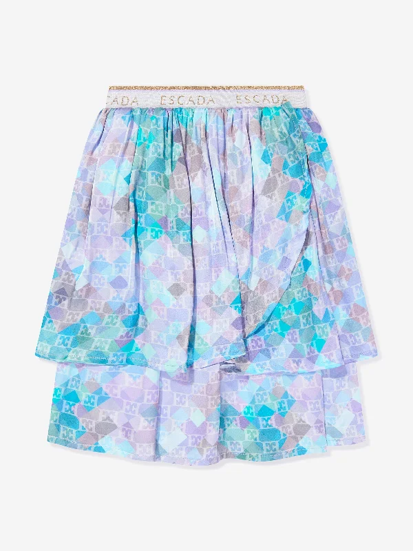 Escada Girls Layered Skirt in Blue low waist skirt