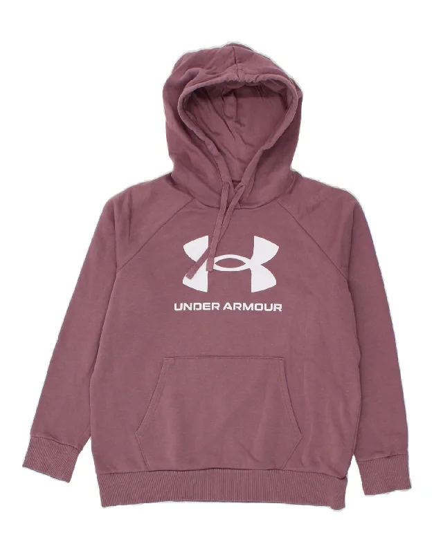 UNDER ARMOUR Womens Oversized Graphic Hoodie Jumper UK 10 Small Purple Hoodie with Zipper Placket Modern Functional UNDER ARMOUR Womens Oversized Graphic Hoodie Jumper UK 10 Small Purple Hoodie with Zipper Placket Modern Functional