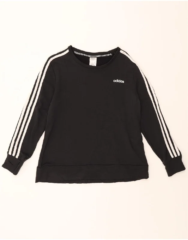 ADIDAS Womens Climalite Sweatshirt Jumper UK 16/18 Large Black Polyester Hoodie with Double Zipper Versatile Adjustable
