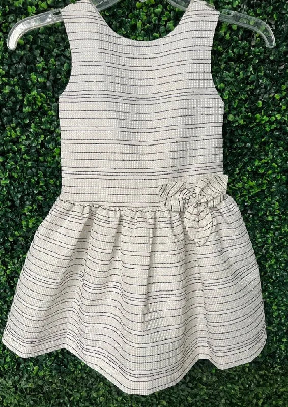Mayoral Girl's Organdy Stripe Ivory Party Dress 3919 Tunics Trousers formal