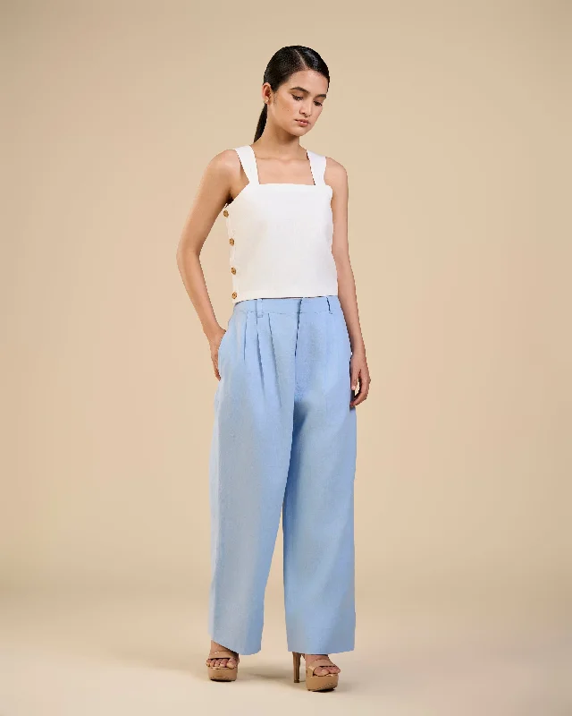 Blue Cornflower Pants Cozy Full-Length Pants
