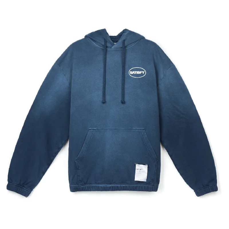 Satisfy SoftCell Hoodie Sun Bleached Indigo Hoodie with Applique Textured Unique