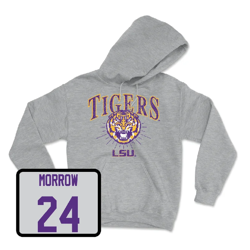 Women's Basketball Sport Grey Tigers Hoodie - Aneesah Morrow Hoodie with Hem Detail Decorative Unique Women's Basketball Sport Grey Tigers Hoodie - Aneesah Morrow Hoodie with Hem Detail Decorative Unique