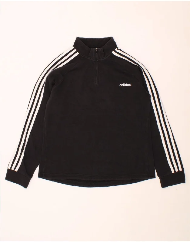 ADIDAS Womens Zip Neck Sweatshirt Jumper UK 16 Large Black Cotton Hoodie with Print Artistic Unique ADIDAS Womens Zip Neck Sweatshirt Jumper UK 16 Large Black Cotton Hoodie with Print Artistic Unique
