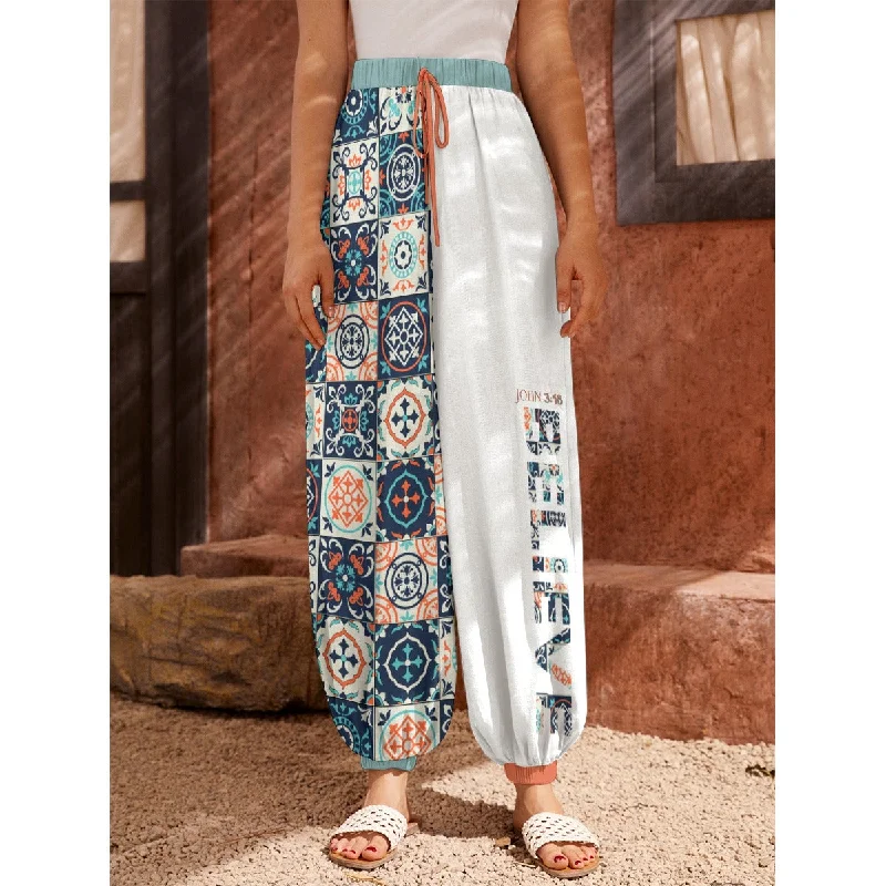 BELIEVE John 3:16 Boho Baggy Carrot Pants Formal Slim Pants