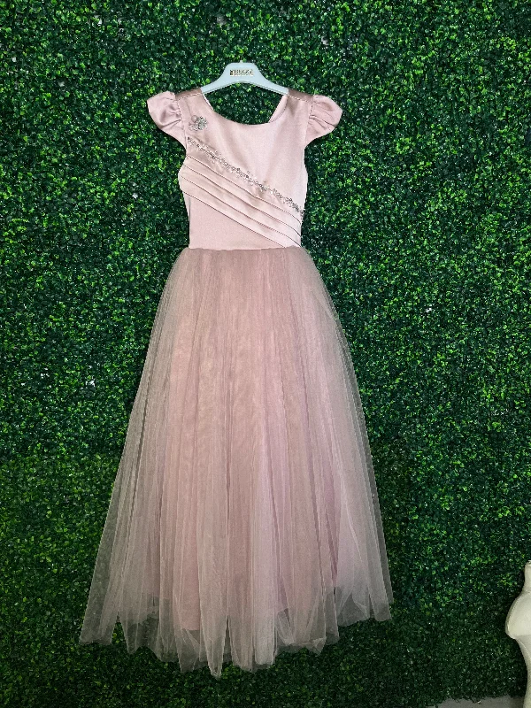 Beggi Girls’ Dusty Rose Satin Pearl embellished Party Dress 2922 Tunics Lace romantic Beggi Girls’ Dusty Rose Satin Pearl embellished Party Dress 2922 Tunics Lace romantic