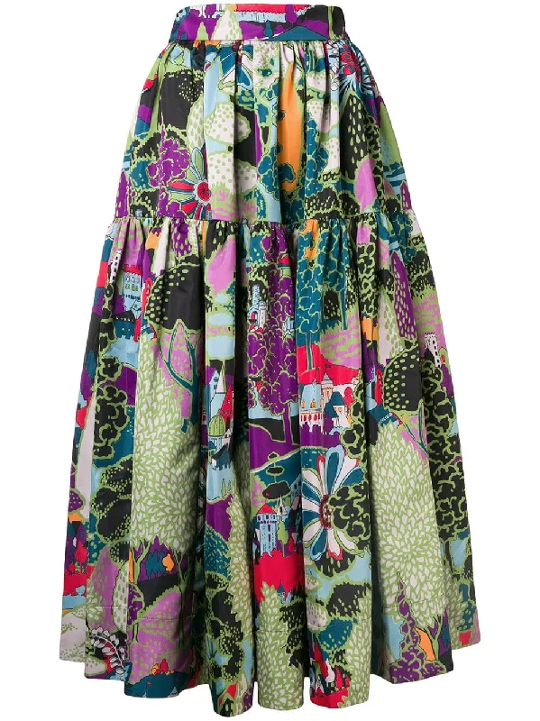 scenery print skirt linen skirt natural