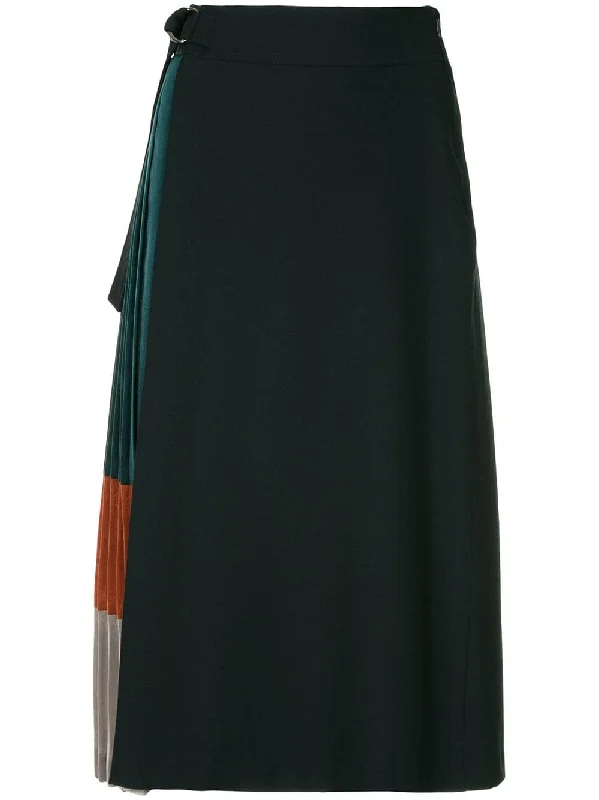 pleated panel wrap skirt leather skirt bold