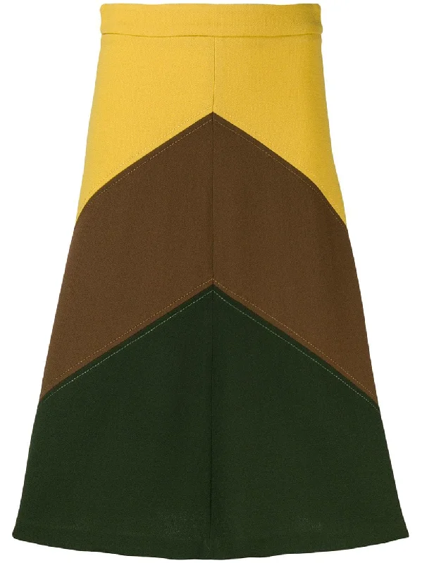 Lachix colour-block skirt velvet skirt glossy