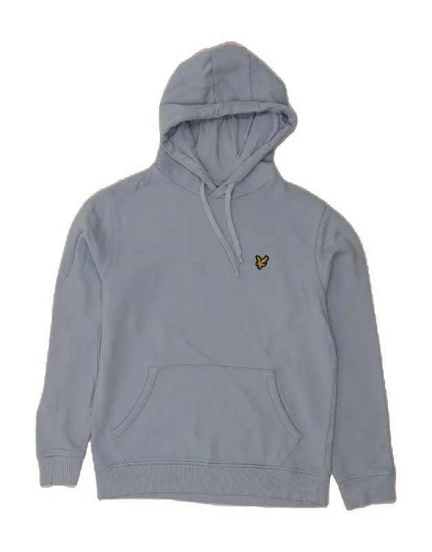 LYLE & SCOTT Womens Hoodie Jumper UK 10 Small Blue Cotton Hoodie with Puffed Sleeves Voluminous Trendy LYLE & SCOTT Womens Hoodie Jumper UK 10 Small Blue Cotton Hoodie with Puffed Sleeves Voluminous Trendy