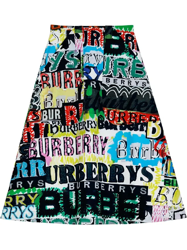 Logo Print Cotton A-line Skirt leather skirt bold