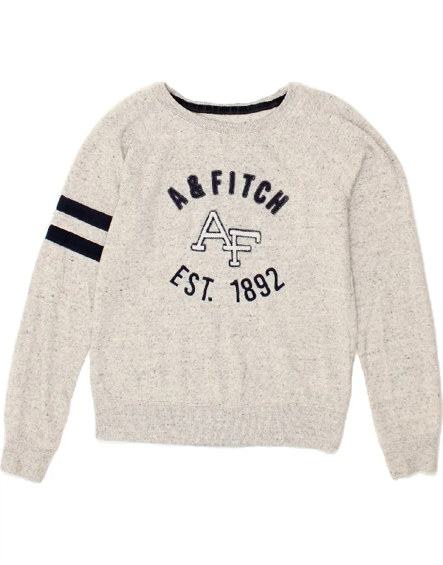 ABERCROMBIE & FITCH Womens Sweatshirt Jumper UK 10 Small Grey Flecked Hoodie with High Neck Warm Protective ABERCROMBIE & FITCH Womens Sweatshirt Jumper UK 10 Small Grey Flecked Hoodie with High Neck Warm Protective