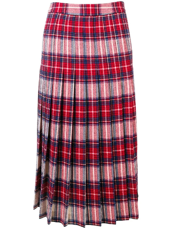 pleated tartan skirt wool skirt breathable
