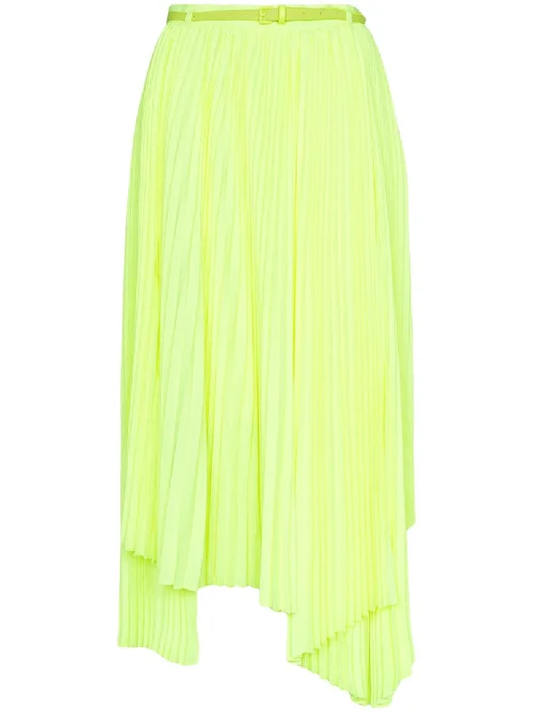 Pleated asymmetric hem skirt linen skirt relaxed