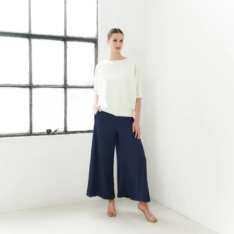 Louie Wide Crepe Pants Trendy High-Waist Trousers