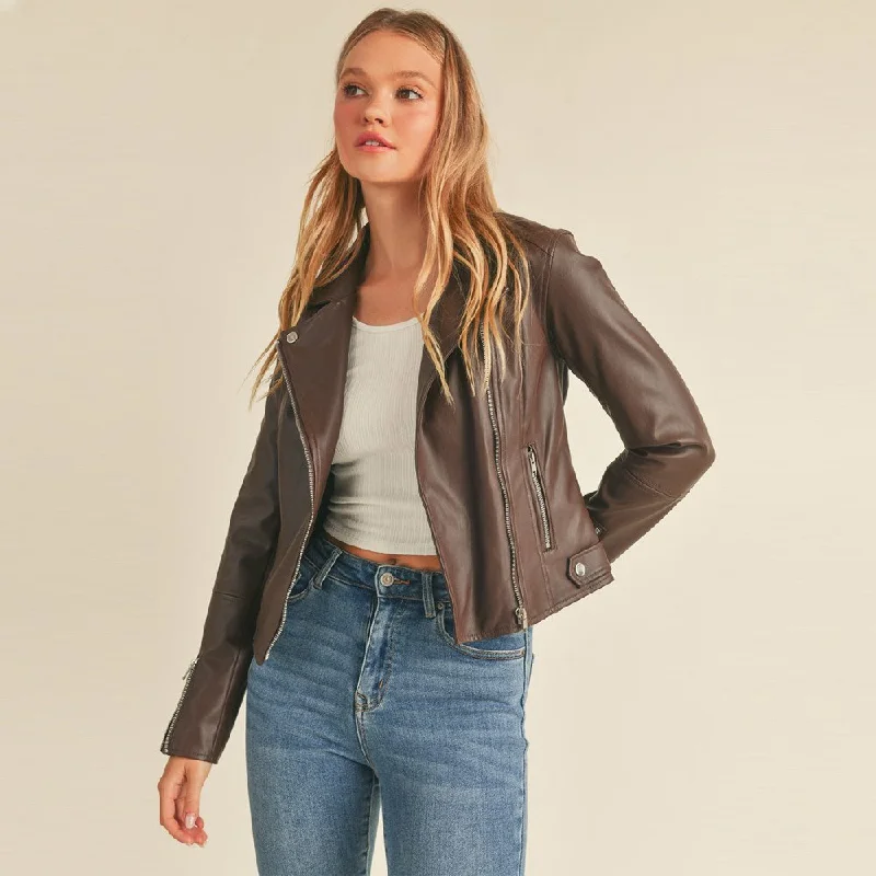 PU Moto Biker Jacket Cotton Jacket Linen Jacket Terry Jacket