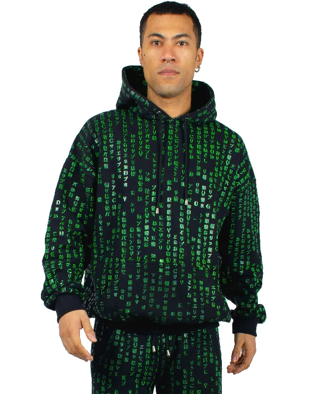 OVERSIZED HOODIE BINARY Zip Hoodie Drawstring Kangaroo Pocket