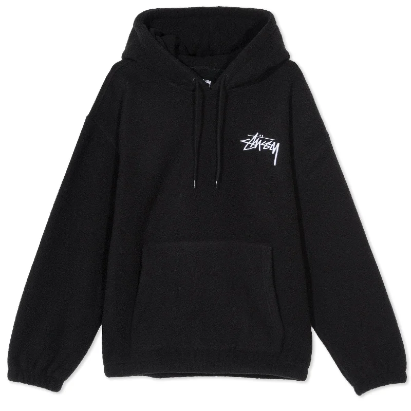Stussy Bronson Polar Fleece Hoodie Black Hoodie with Pastel Soft Subtle