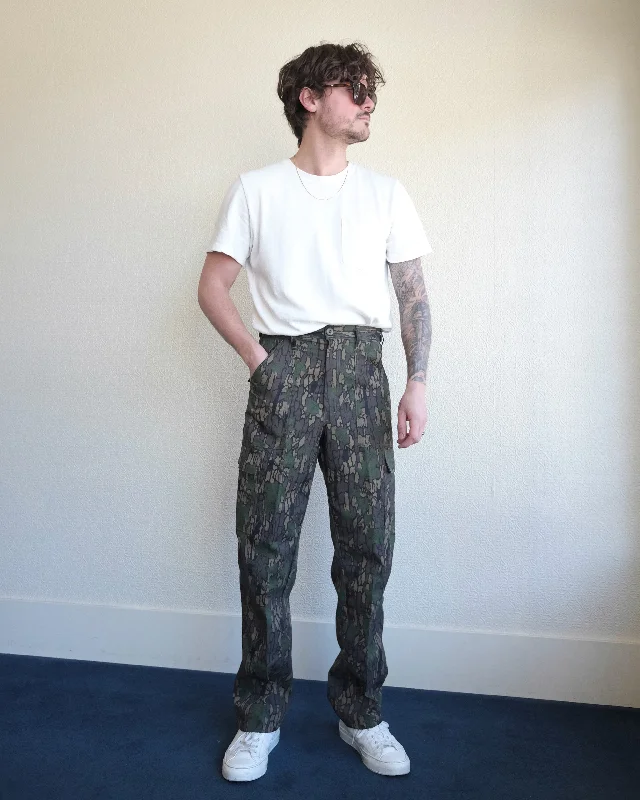 Red Label Six Pocket Pants, Tree Bark Camo Formal Linen Trousers