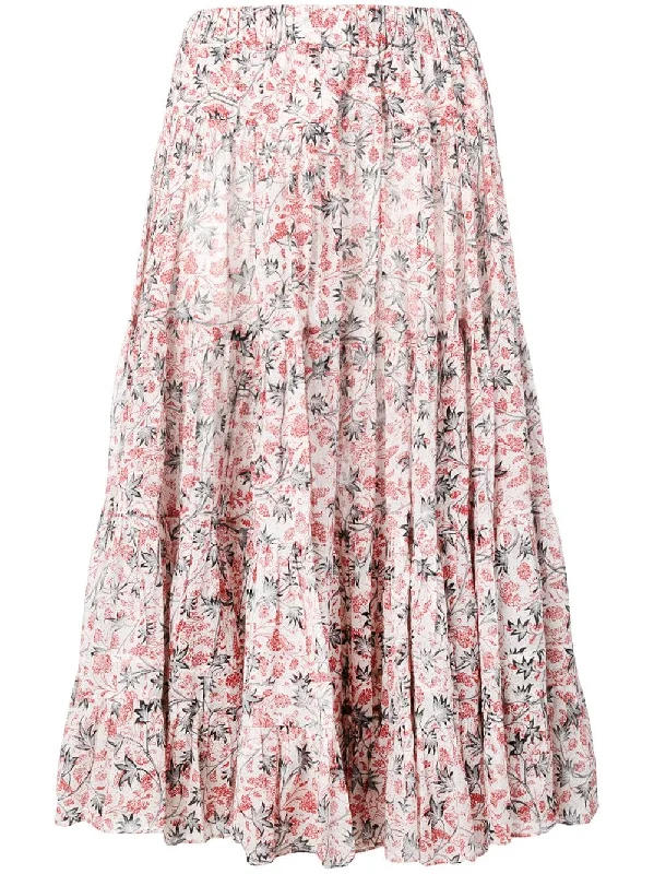 frilled printed skirt ribbed skirt waist