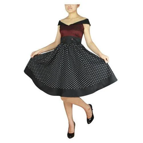Dotty Dream Dress in Burgundy Cowl Neckline Elegant