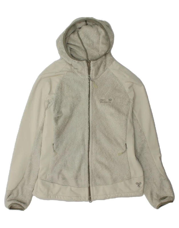 JACK WOLFSKIN Womens Hooded Fleece Jacket UK 18 XL White Polyester Faux Fur Jacket Real Fur Jacket Shearling Jacket JACK WOLFSKIN Womens Hooded Fleece Jacket UK 18 XL White Polyester Faux Fur Jacket Real Fur Jacket Shearling Jacket