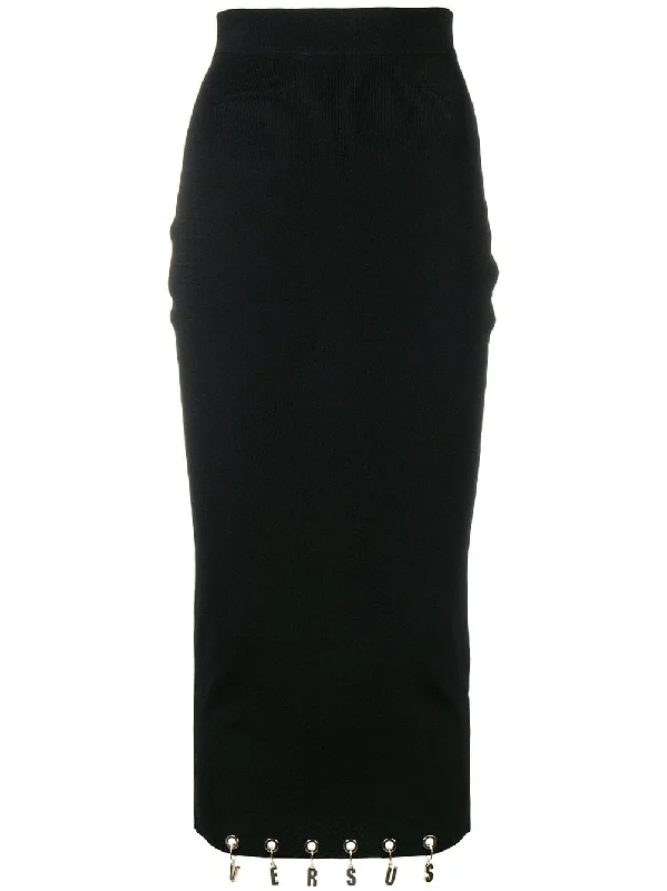 logo charm midi skirt cashmere skirt soft