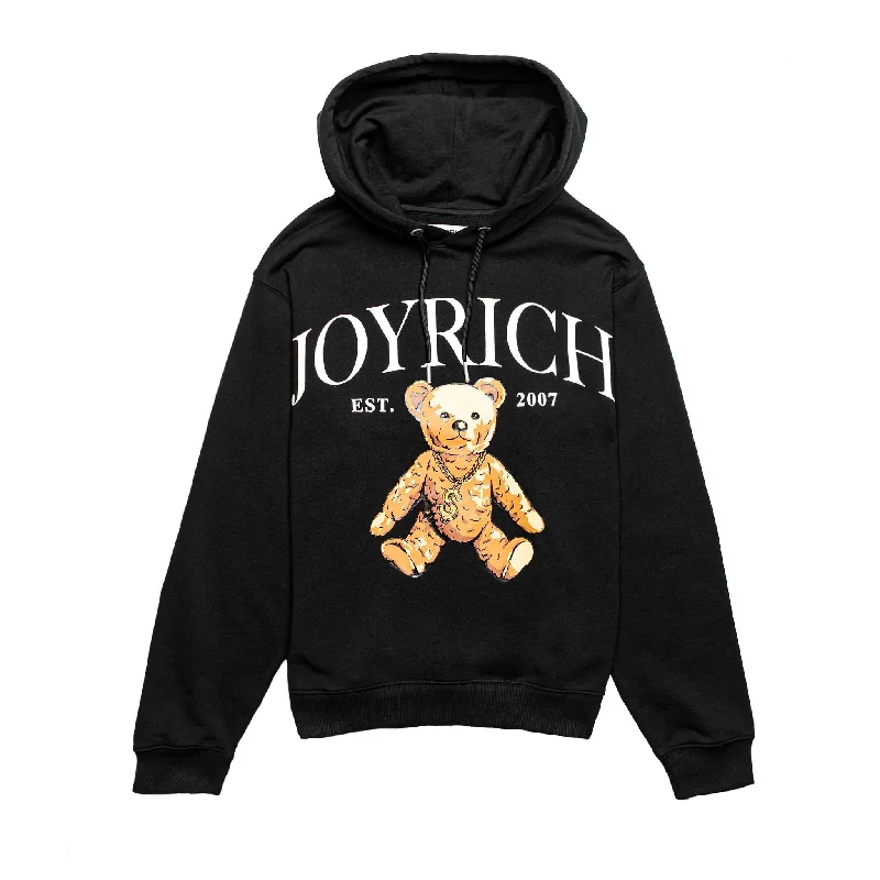 Joyrich EST Teddy Hoodie Black Hoodie with Distressed Vintage Worn