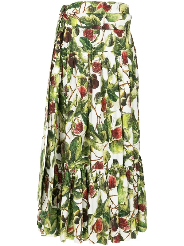 fig print skirt linen skirt natural