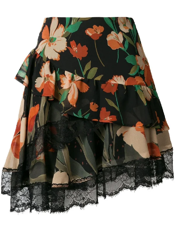 floral print mini skirt zip skirt side