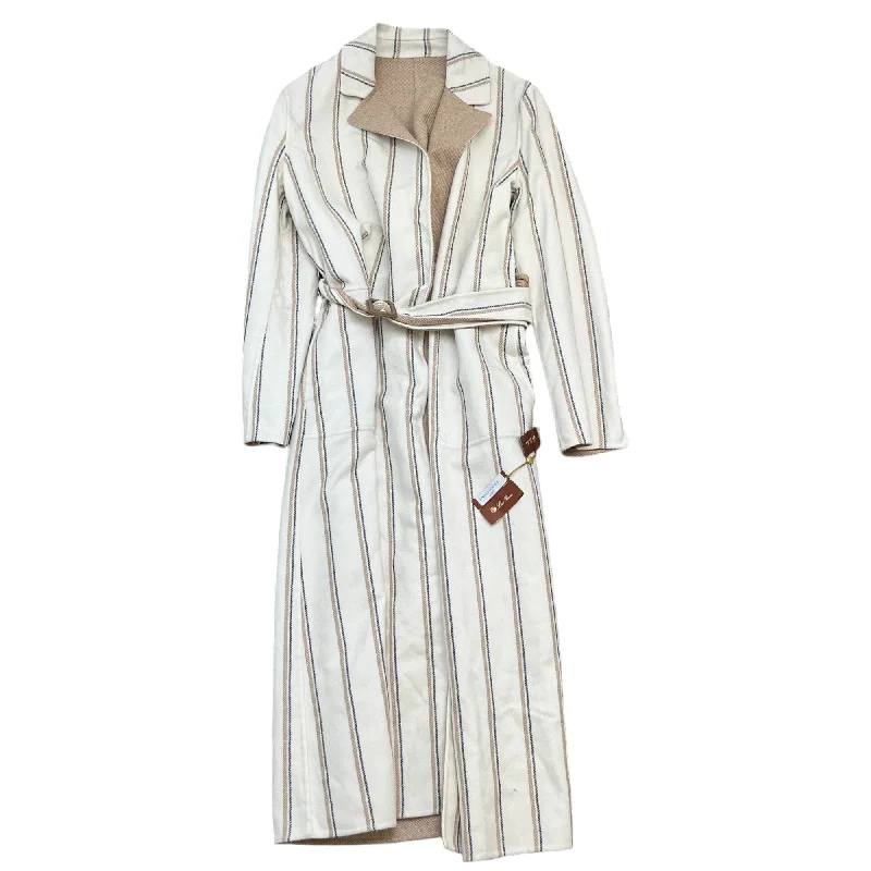 Women's Reversible Striped Cashmere Jacket Beige Size IT 42 / UK 10 Rayon Fabric Velvet Fabric Corduroy Fabric Women's Reversible Striped Cashmere Jacket Beige Size IT 42 / UK 10 Rayon Fabric Velvet Fabric Corduroy Fabric