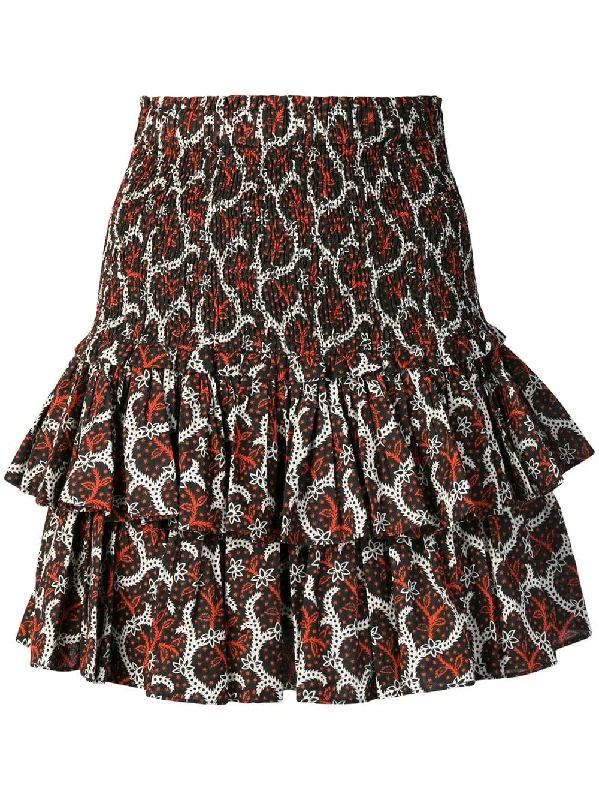 floral frill mini skirt relaxed fit skirt