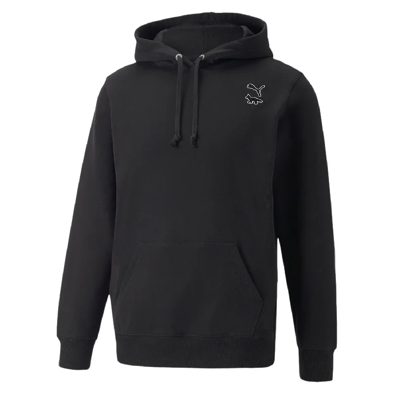 Puma x Maison Kitsuné Hoodie Black Hoodie with V-Neck Classic Versatile