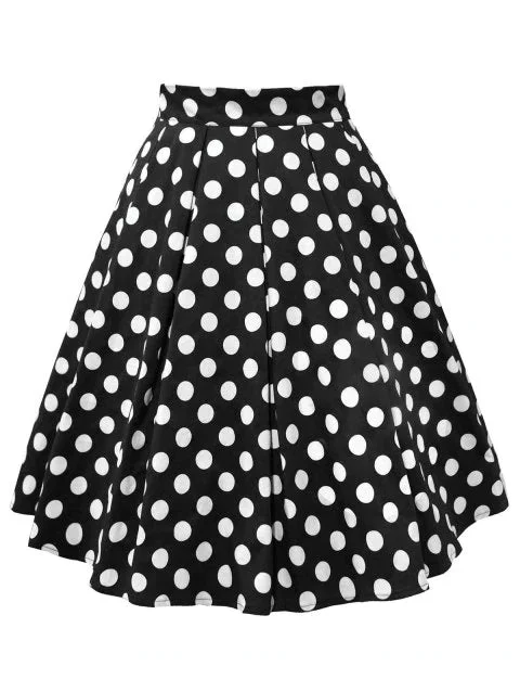 Modern  Dot High Waist A Line Skirt ruffled skirt detail