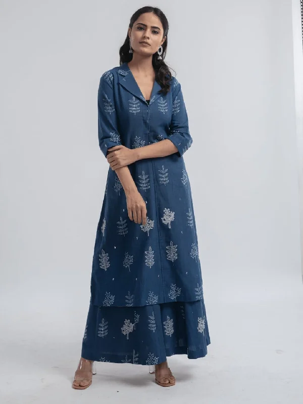 Khadi Block Printed Jacket Style Kurta Set - Indigo Plaid Jacket Tartan Jacket Houndstooth Jacket Khadi Block Printed Jacket Style Kurta Set - Indigo Plaid Jacket Tartan Jacket Houndstooth Jacket