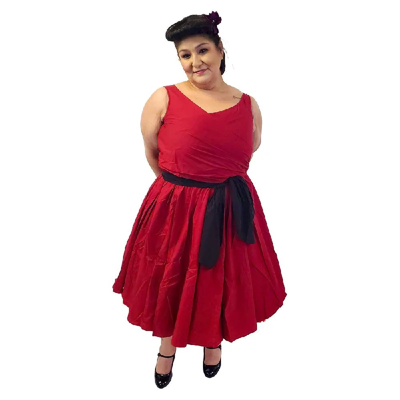 Wrap-Front Sleeveless Swing Dress in Red Tunics Spring floral
