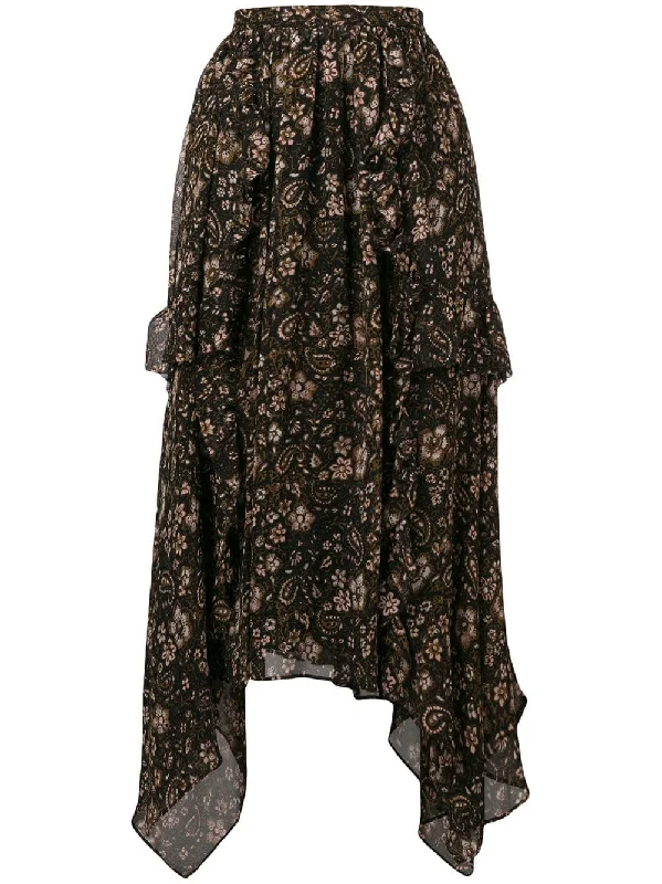 Torri asymmetric silk skirt denim skirt stylish