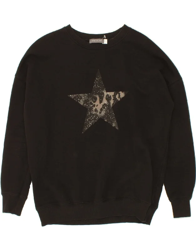 MINT VELVET Womens Oversized Graphic Sweatshirt Jumper UK 14 Medium Black Hoodie with Fur Luxurious Winter MINT VELVET Womens Oversized Graphic Sweatshirt Jumper UK 14 Medium Black Hoodie with Fur Luxurious Winter
