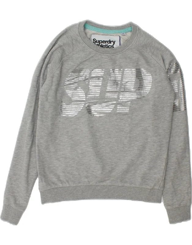 SUPERDRY Womens Tokyo Oversized Graphic Sweatshirt Jumper UK 6 XS Grey Hoodie with Metallic Shiny Futuristic SUPERDRY Womens Tokyo Oversized Graphic Sweatshirt Jumper UK 6 XS Grey Hoodie with Metallic Shiny Futuristic
