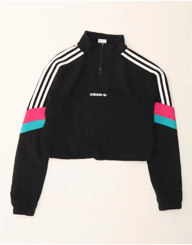 ADIDAS Womens Oversized Crop Sweatshirt Jumper UK 8 Small Black Hoodie with Raglan Sleeves Sporty Comfortable ADIDAS Womens Oversized Crop Sweatshirt Jumper UK 8 Small Black Hoodie with Raglan Sleeves Sporty Comfortable