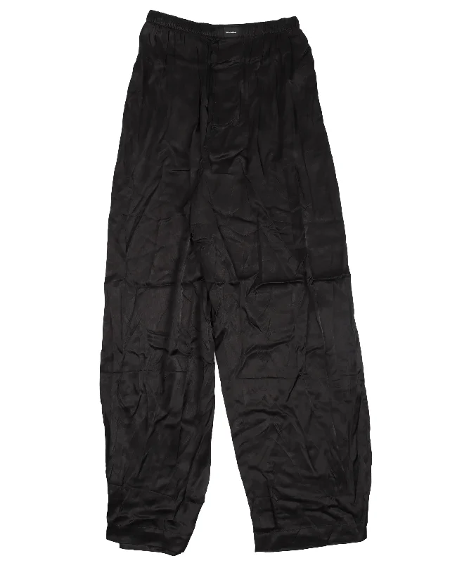 Pajama Pants 'Black' Comfortable Pleated Pants