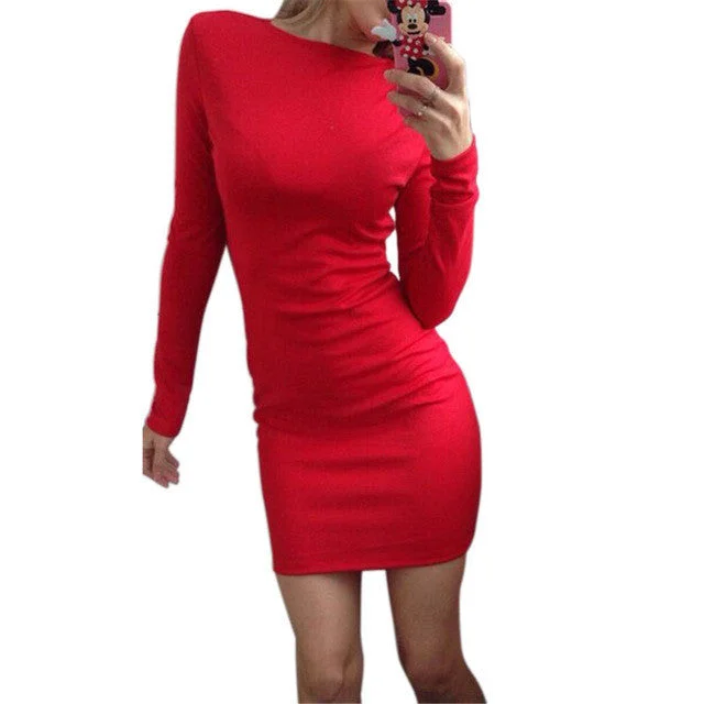 Autumn Dress Women Solid Color Package Hip Dress Ukraine Casual Long-sleeved Plus size Club Party Dresses Tunics Stylish modern Autumn Dress Women Solid Color Package Hip Dress Ukraine Casual Long-sleeved Plus size Club Party Dresses Tunics Stylish modern