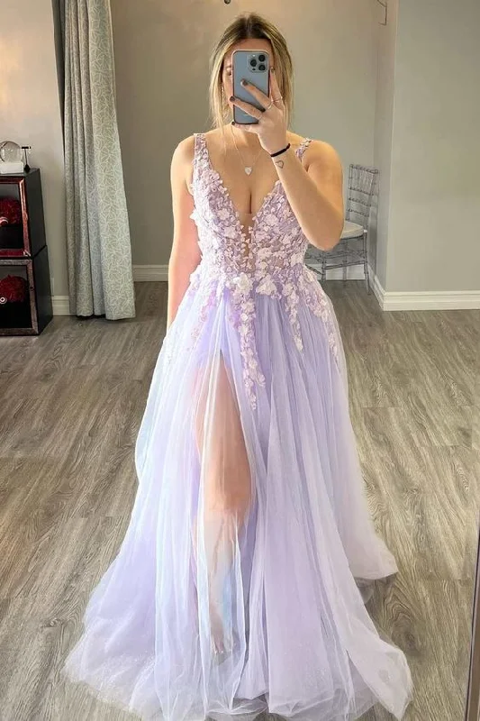 Sexy A Line Long V Neck Tulle Prom Dresses, Evening Party Dresses DMP260 Tunics Fall fleece