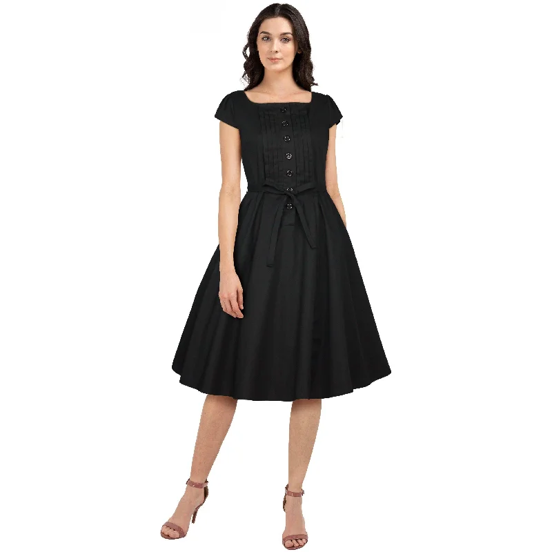 Pleated Pauline Dress in Black Tunics Leisure comfortable