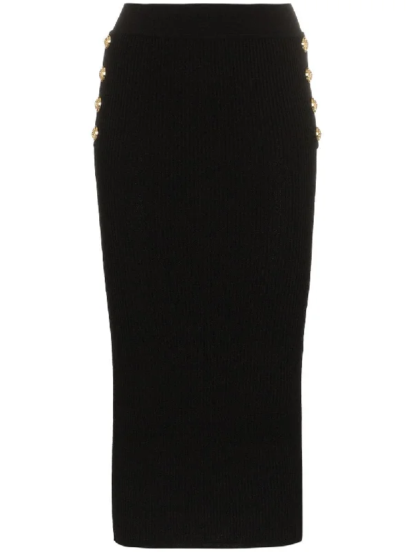 High-Waist Midi Skirt denim skirt durable